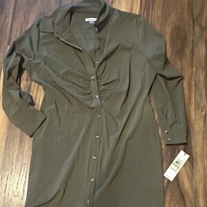 Calvin Klein Dark Green Shirt Dress